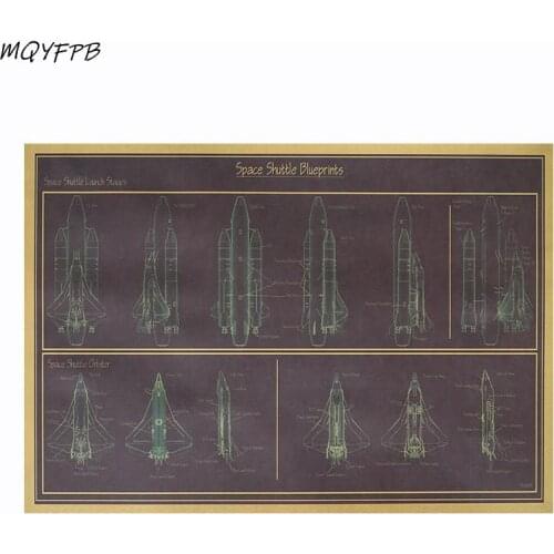 Spaceship blueprint Kraft Paper Poster Home Decoration Wall Painting Core 50.5x35cm