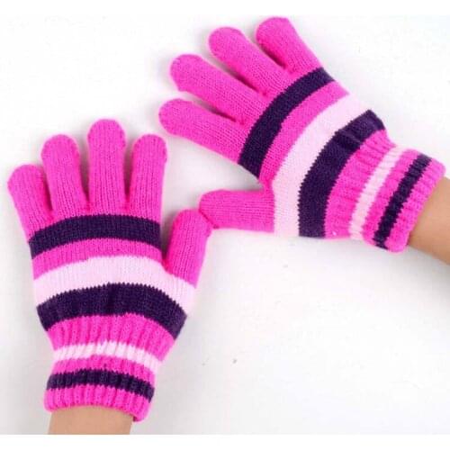 Winter Stripe Kids ChildrenS Mittens Gloves Baby Boys Girls Gloves Cotton Winter Warm Mittens Full Finger Knitted Gloves