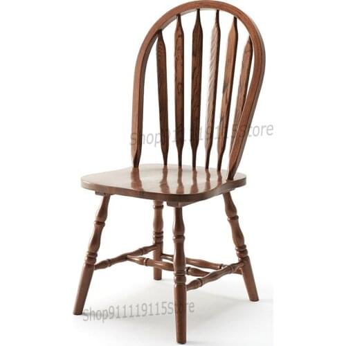 American Style All Solid Wood Windsor Chair Small Family Restaurant Retro Back Leisure Dining Chair