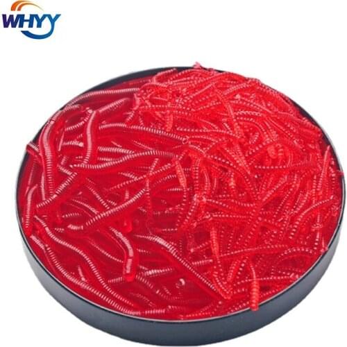 20pcs-100pcs Lifelike Red Worm Soft Lure 35mm Earthworm Fishing Silicone Artificial Bait Fishy Smell Shrimp Additive Bass Carp