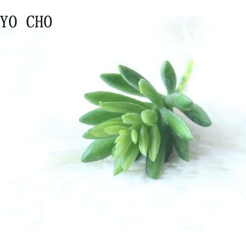 YO CHO 3PCS Green Artificial Snow Lotus Succulents Cheap Plants For Garden Home Decoration DIY Fake Indoor Mini Succulent Leaf