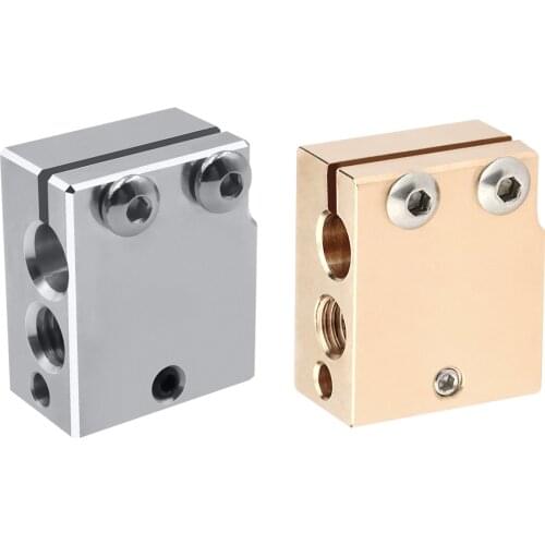 Brass/Aluminum Volcano Heater Block Replacement Spare Parts For 3D Printer E3D Hotend V6 Extruder PT100