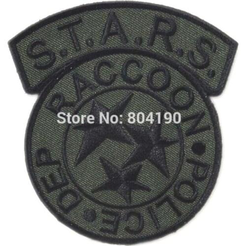 3.5" STARS Raccoon Green/Black Camo Logo TV MOVIE FILM Series Uniform Costume Embroidered Iron On Patch Goth Punk