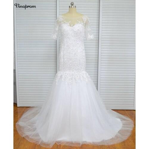 New Arrival Ruched Tulle Mermaid Wedding Dress Zipper Up White Ivory Dresses Bridal Dresses Hot Sale Vestido De Festa Curt