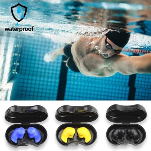 1 Pair Diving Water Sports Swimming Ear Plug With Box Soft Silicone Waterproof Earplugs Dust-Proof Noise Reduction Ear Plugs