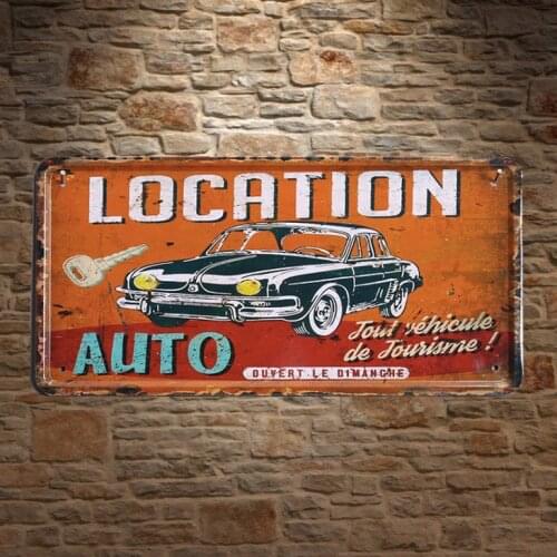 1pc Car rental Auto French auto plaques door Tin Plate Sign wall man cave Decoration Poster metal vintage retro decor shop
