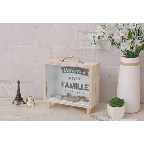 1PC Nordic Europe Piggy Bank Transparent Debris Storage Box Living Room Decoration Children Gift Money Box Wood Craft JL 225
