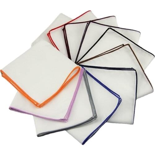 10pcs/lot Fashion Man Pocket Square Solid Color Color Edge Cotton Handkerchiefs Hand Towel Suit Accessories