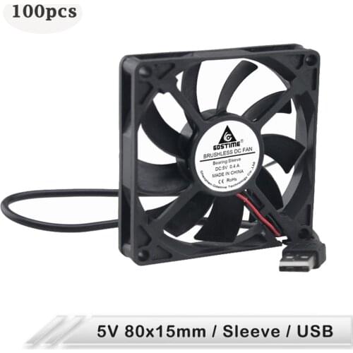 100 Pieces LOT Gdstime 8015s 8cm 80mm x 80mm x 15mm 5V USB Connector DC Brushless Computer Cooling Cooler Ventilator Fan