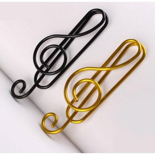 20pcs Students Fashion Metal Paper Clips Decorative Music Note Shape Book Paper Sheet Clips Stationery Office Binding Supplies