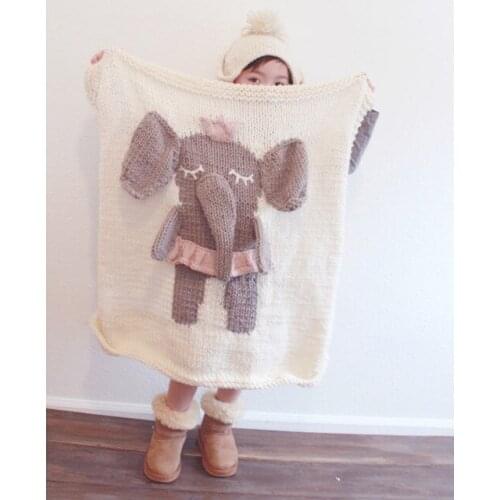 3D Cartoon Handmade Thread Blanket Animal Carpet Soft Kids Knitting Blanket For Sofa Home Bed Car Plane Thick Bear Elephant Lamb