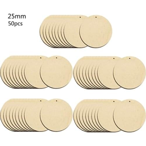 50 Pcs Natural Unfinished Flat Round Wood Coin Beads DIY Family Birthday Board Tags Making Wooden Circle Discs