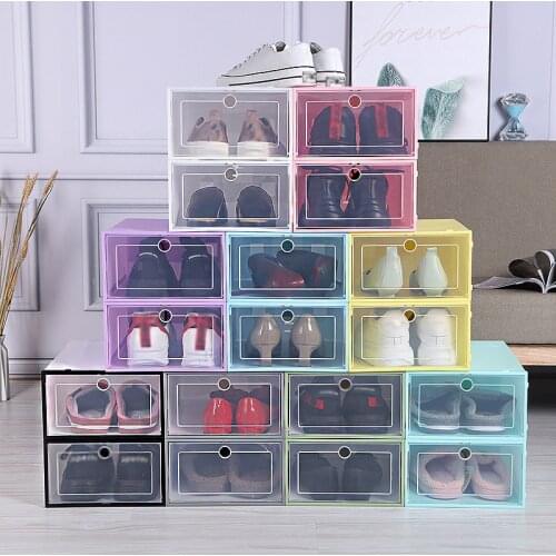 6 Pcs Plastic Storage Container Candy Colors Shoes Box Organizer For Things Modern Storage Organizer Colorful For Storing Shoes