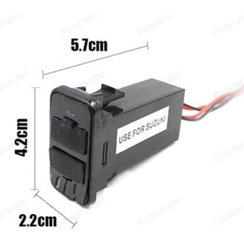 ABS Dashboard 5V 2.1A Dual USB 2 Port interface Car Phone Charger Adapter for Suzuki Car Electronics
