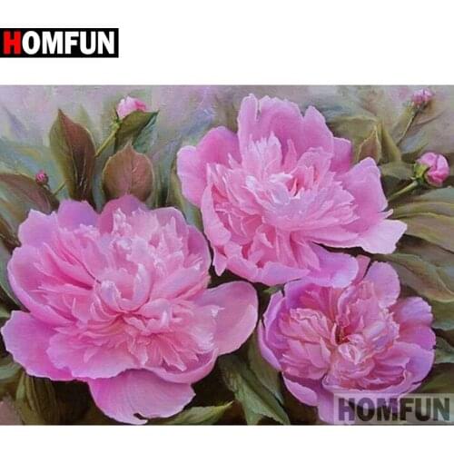 HOMFUN Full Square/Round Drill 5D DIY Diamond Painting "Hibiscus flower" 3D Diamond Embroidery Cross Stitch Home Decor A19851