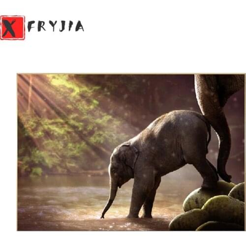 Full square Round drill Diamond embroidery Forest animal elephant landscape DIY diamond Painting Cross Stitch Rhinestone Mosaic