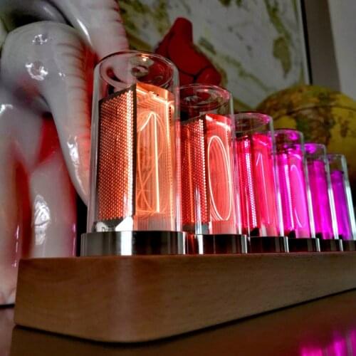 Freeshippping RGB 2.0 solid wood pseudo glow tube clock LED digital gift decoration bigger than IN14 Glass clear tube
