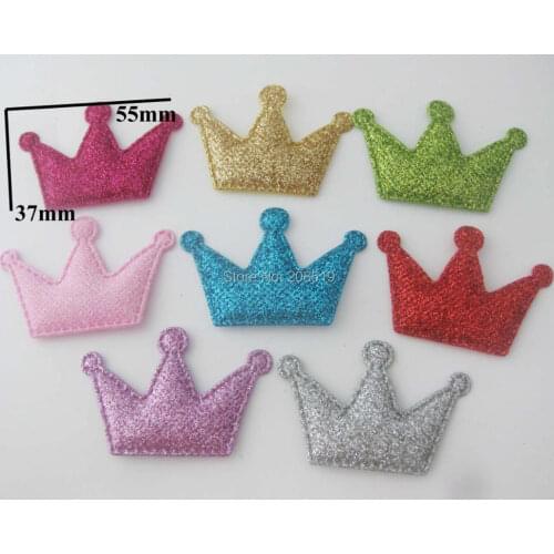 PANVGW 120pcs multicolors crown shape glitter patches for girls hairclip ornament DIY craft supplies