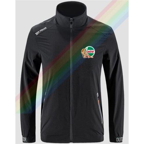 Castrol Sexy Woman With Blonde Hair Breathable Jacket Men Outdoor Zippered Comfortable Light Soft Fashion Casual Front Printing