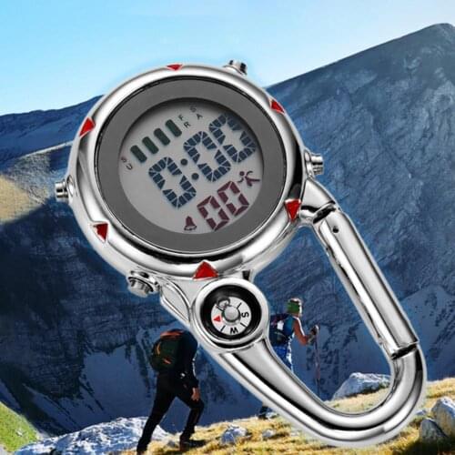 Outdoor sports watch digital carabiner watch luminous scratch-resistant precision backpack belt pocket clip outdoor watch