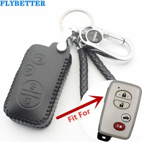 FLYBETTER Genuine Leather 4Button Smart Key Case Cover For Toyota Highlander/Avalon/Camry/Sequoia/RAV4 Car Styling (B) L76