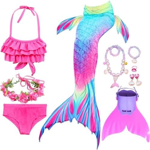 Girl Mermaid Tail Swimwear Bathing Monofin Cosplay Costume Bikini Swimsuit Swimmer Clothes for Swimming