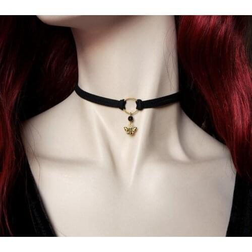 Two Strand Choker Golden Bee Charm Obsidian Stone Black Suede Choker Witch Jewelry Witchy Necklace Gift for Her