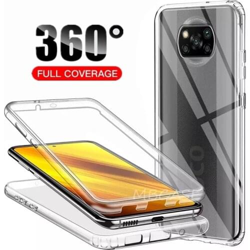 360 Double Silicone Cases for Xiaomi Poco M3 X3 NFC F1 F2 Pro PC+TPU Full Body Cover for Redmi 7A 9T 6A 5 Plus Note 10 7 K30 Pro