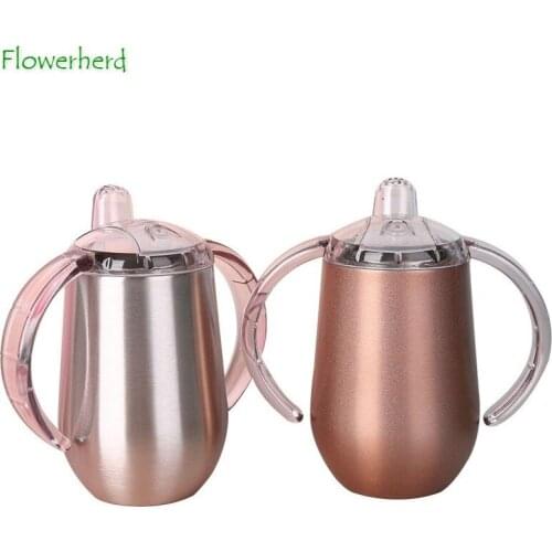 Insulation Baby Bottle with Double Handle Nipples for Children 304 Stainless Steel Vacuum U-shaped Vacuum Flask 10oz Drinkware