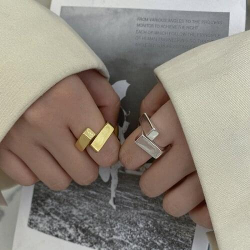Double-Layer Geometric Ring Female Women Retro Simple Korean Fashion Index Finger Rings