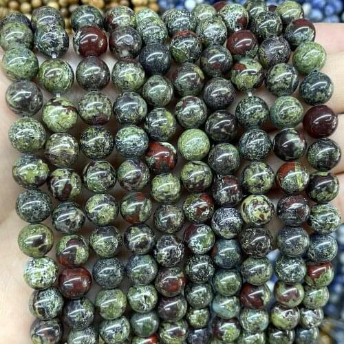 Natural Dragons Blood Stone Round Spacer Beads For Jewelry Making 4 6 8 10 12mm Charm DIY Bracelet Accessories 15'' Strands