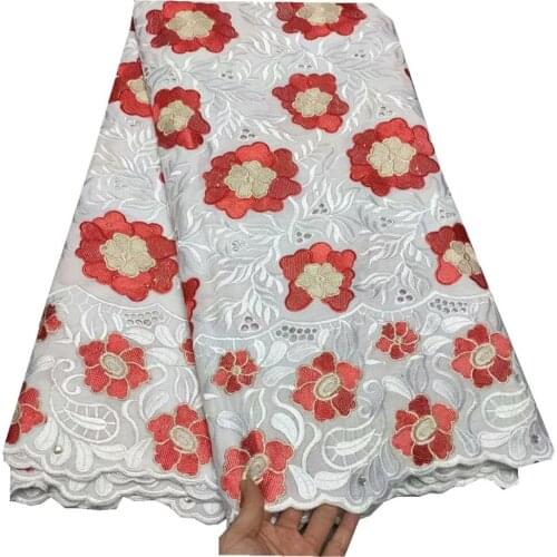SJ Lace African Cotton Lace Fabric 2021 High Quality Lace Embroidery Swiss Voile Cotton Lace Fabric For Nigerian Party t3-74
