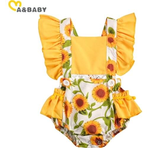 Ma&Baby 0-24M Summer Infant Newborn Baby Girls Flower Rompers Lace Ruffles Sleeveless Jumpsuit Floral Clothing Overalls