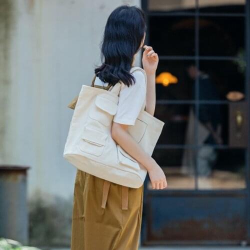 Soft Canvas Bag Large Capacity Women Shopping Bag Casual Ladies One Shoulder Tote Bags Fashion Zipper Women Handbags