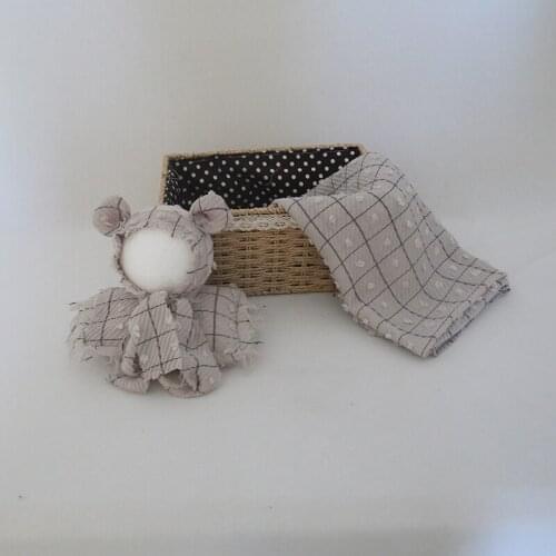 Teddy Bear Hat Set Newborn Photography Props Posing Pillow Wrap and Hat Set Photo Shoot Newborn Basket Stuffer
