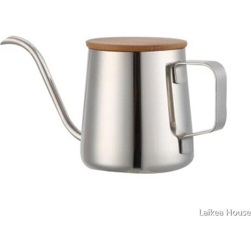 Stainless Steel 350ML Bamboo Lid Coffee Pot With Comfortable Grip Handle Kettle Pour Over Coffee And Tea Pot Kitchen Tools