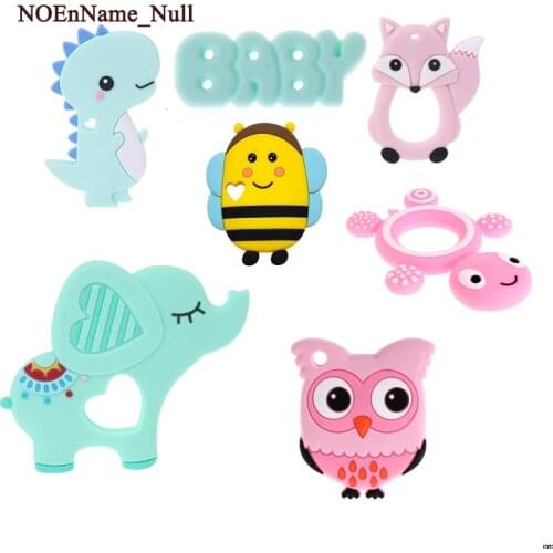 NoEnName_Null Baby Silicone Teethers BPA Free Teething Toy Animal Tortoise Fox Bee Elephant Baby Ring Teether Silicone DIY Chain