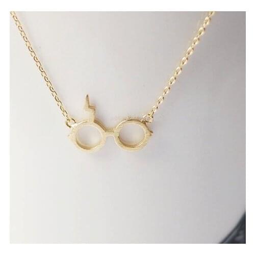Cute glasses frame necklace movie characters logo symbol eyeglasses necklace thunder lightning eye glasses charm necklaces