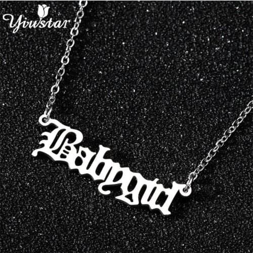Yiustar Letter Baby Old English Girl Babygirl Necklace Jewelry for Women Name Pendant Necklace Stainless Steel Choker Girlfriend