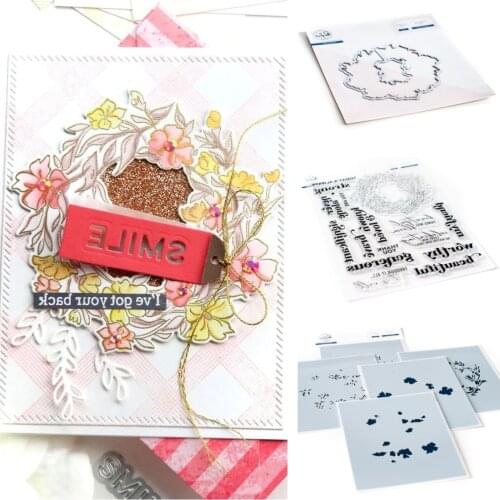 Wreath Letters Metal Cutting Dies and Silicone Stamps Stencil for Scrapbooking Album Decoration Craft for DIY Greeting Card