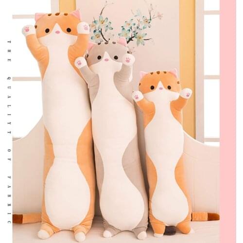 70-130cm Cute Soft Long Cat Pillow Plush Toy Stuffed Pause Office Nap Pillow Bed Sleep Pillow Home Decor Gift Doll for Kids Girl