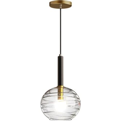 Nordic Corrugated Glass Clear Pendant Lights Bedroom Restaurant Modern Bar Living Room Pendant Lamps Full Copper Deco Lighting
