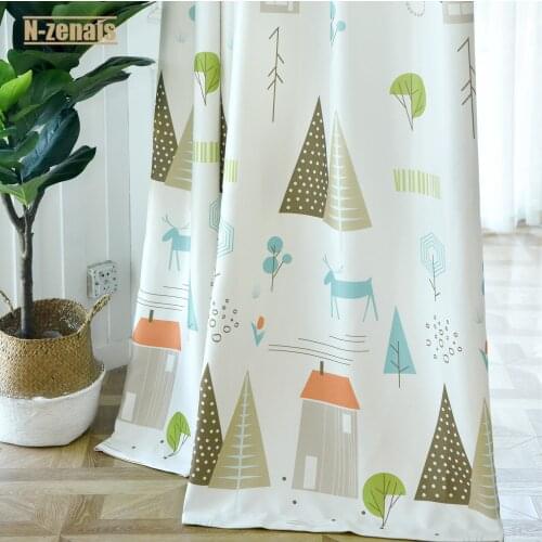 Simple Modern Nordic Plant Cotton Linen Personality Curtains for Living Dining Room Bedroom and Study Custom Curtain