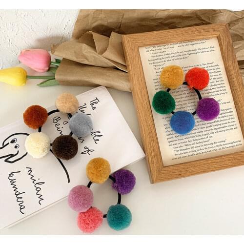 Large Pom Pom Ball Hair Bands Colorful Cute Ponytail Holder Bun Head Ties Girls Women Hair Rope Gum Fashion Hair Accessories