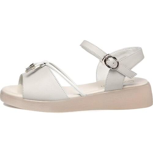 Open-Toed Wedge Sandals, Flat Buckle Solid Color Shoes, WomenS Platform WomenS Shoes
