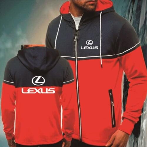 Spring Autumn Mens Zip Jacket Lexus Car Logo Printing Casual Splicing Mens Jacket High Quality Cotton Mens clothes
