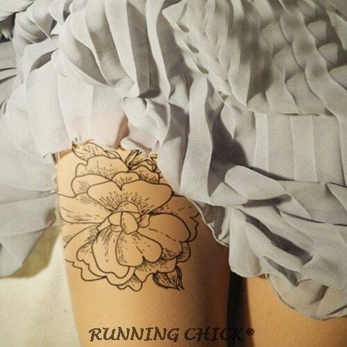 Flower 3d Print Thin Tattoo Pantyhose Women Dropship