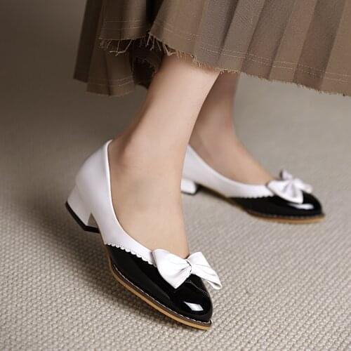 2021 New Women Pumps Black High heels 5.5cm Lady leather Thick with Autumn Pointed Single Shoes Female Big 33-43