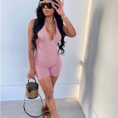 Women Sports Jumpsuit Playsuit Yoga Running Gym Fitness Workout Outfit Sleeveless Stretch Short Pants Jumpsuit Sportwear