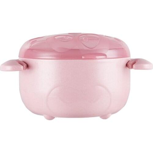 1set Cartoons Baby Feeding Bowl Tableware Plastic Children Bowl Spoon fork Dinnerware Double layer Bowl Anti-hot Baby Tableware